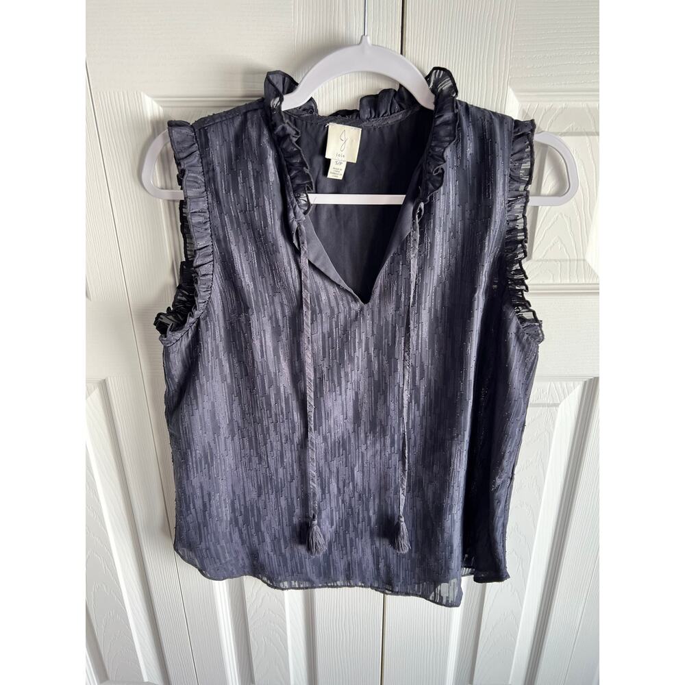 joie Dark Navy Women's Sleeveless Ruffled Top Shirt Blouse Size Small